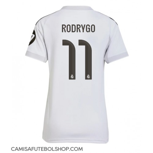Camisa de time de futebol Real Madrid Rodrygo Goes #11 Replicas 1º Equipamento Feminina 2025-26 Manga Curta Camisa de time de futebol Real Madrid Rodrygo Goes #11 Replicas 1º Equipamento Feminina 2025-26 Manga Curta